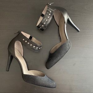 Evening Heels, Black Ankle Strap - Like New